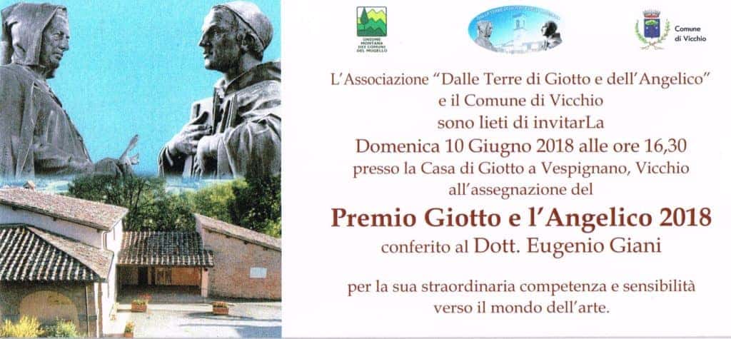 Ad Eugenio Giani il premio “Giotto e l’Angelico”. Domenica la consegna