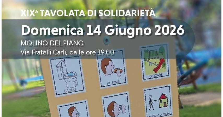 Pontassieve, XIX tavolata di solidarietà a Molino del Piano: l’iniziativa quest’anno sostiene il progetto di Comunicazione Aumentativa Alternativa dell’associazione Uno per Tutti