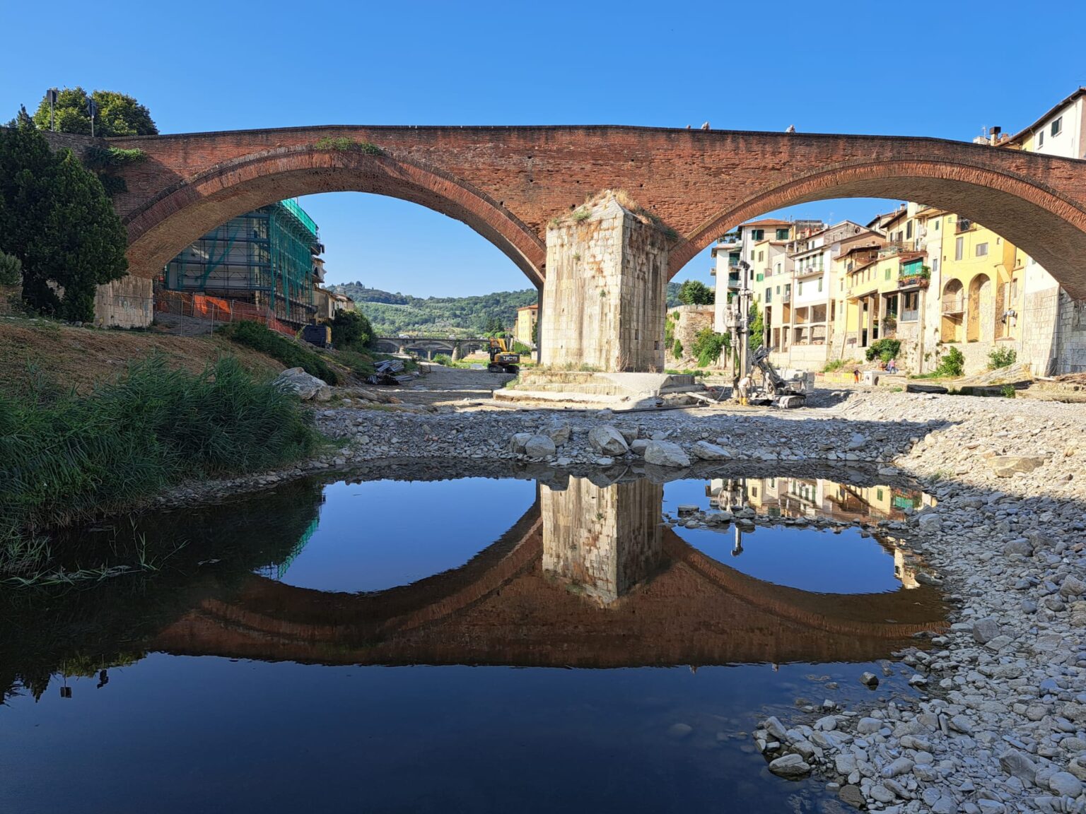 Pontassieve-Pelago, Ponte Mediceo: in fase conclusiva i lavori di consolidamento alla pila centrale del ponte